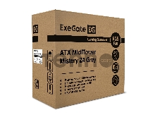 Корпус Miditower ExeGate Mistery Z4-NPX500 Grey (ATX, БП 500NPX с вент. 12см, 2*USB+1*USB3.0, HD аудио, серый, вент. 12 см с RGB подсветкой, пылевые фильтры, боковая панель - закаленное стекло)