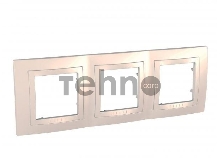 Рамка Schneider-electric MGU2.006.25 UNICA с декоративным элементом, 3-постовая, бежевая