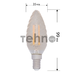 Лампа филаментная REXANT Витая свеча LCW35 7.5 Вт 600 Лм 2400K E14 золотистая колба