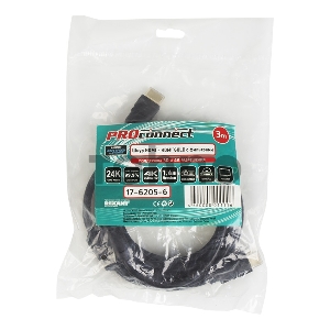 Кабель Proconnect (17-6205-6) Шнур  HDMI - HDMI  gold  3М  с фильтрами  (PE bag)