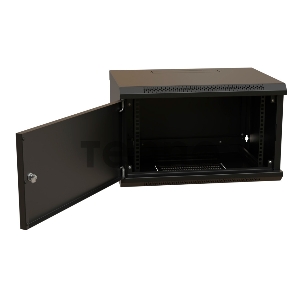 Шкаф коммутационный WRline (WR-TW-0645-SR-RAL9004) настенный 6U 600x450мм пер.дв.металл 2 бок.пан. 60кг черный 370мм 367мм IP20 сталь