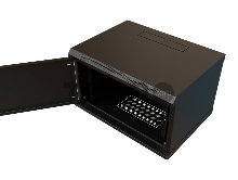 Шкаф коммутационный WRline (WR-TW-0645-SR-RAL9004) настенный 6U 600x450мм пер.дв.металл 2 бок.пан. 60кг черный 370мм 367мм IP20 сталь
