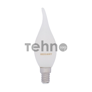 Лампа филаментная REXANT Свеча на ветру CN37 9.5 Вт 915 Лм 4000K E14 матовая колба