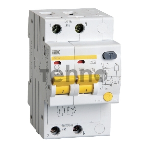 Выключатель автоматический дифференциального тока 2п C 6А 10мА тип AC 4.5кА АД-12 ИЭК MAD10-2-006-C-010