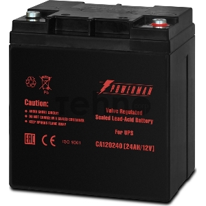 Батарея Powerman Battery CA12240, напряжение 12В, емкость 24Ач, макс. ток разряда 360А, макс. ток заряда 7.2А, свинцово-кислотная типа AGM, тип клемм M1, Д/Ш/В 166/126/174, 8.4 кг. Battery POWERMAN Battery CA12240, voltage 12V, capacity 24Ah, max. dischar