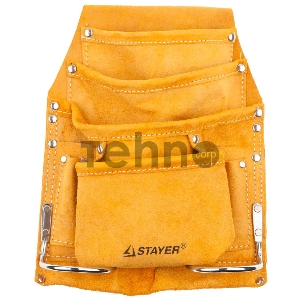 Сумка поясная STAYER MASTER для инструментов, кожаная, 8 карманов, 2 скобы 38505