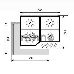 Панель варочная LEX GVG 640-1 BL  газовая 1000-3500Вт 4конфорки газ контроль