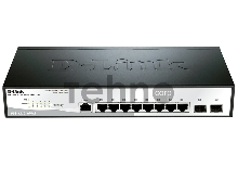 Сетевой коммутатор D-Link DGS-1210-10/ME, с 8 портами 10/100/1000Base-T и 2 портами 1000Base-X SFP