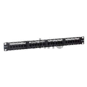 Патч-панель UTP 19 24 port кат.6 ExeGate разъём KRONE&110 (dual IDC), 1U, RoHS, цвет черный