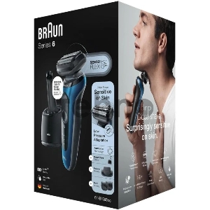 Бритва сетчатая Braun Series 6 61-B7500CC реж.эл.:3 питан.:аккум. синий