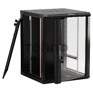 Шкаф коммутационный Hyperline (TWB-FC-1566-GP-RAL9004) напольный 15U 600x600мм пер.дв.стекл 60кг черный IP20 сталь