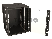 Шкаф коммутационный Hyperline (TWB-FC-1566-GP-RAL9004) напольный 15U 600x600мм пер.дв.стекл 60кг черный IP20 сталь