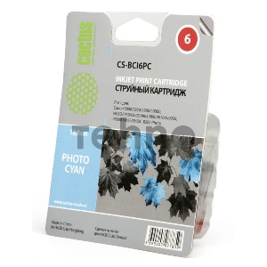 Картридж струйный Cactus CS-BCI6PC фото голубой для Canon S800/ S820/ S900; BJC-8200 (12ml)