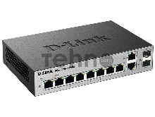 Коммутатор настраиваемый D-Link DGS-1100-10/ME/A1A/A2A 2 уровня с 8 портами 10/100/1000Base-T и 2 комбо-портами 100/1000Base-T/SFP