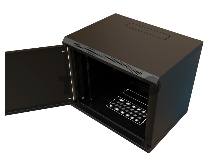 Шкаф коммутационный WRline (WR-TW-1545-SR-RAL9004) настенный 15U 600x450мм пер.дв.металл 2 бок.пан. 60кг черный 370мм 775мм IP20 сталь