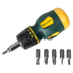 Набор KRAFTOOL EXPERT 26190-H7  отвертка реверсивная с Cr-V битами SL3/5/6мм PH1/2/3 7шт