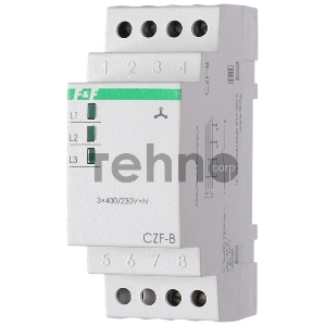 Реле контроля фаз CZF-B (3х400/230+N 8А 1перекл. IP20 монтаж на DIN-рейке) F&F EA04.001.002