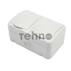 Блок из 2 розеток горизонтальный KRANZ Mini OG открытой установки с заземлением, IP54 белый
