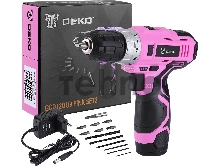 Дрель-шуруповёрт DEKO Аккумуляторная GCD12DU3 PINK SET2 + оснастка 13 шт, 12В, 1х1.5Ач, з/у063-4171