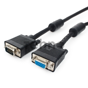 Кабель Gembird/Cablexpert CC-PPVGAX-6B, Кабель удлинитель VGA Premium , 15M/15F, 1.8м, чёрный, тройной экран, феррит.кольца