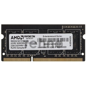 Модуль памяти AMD Radeon™ SO-DIMM DDR3 2GB 1600  R5 Entertainment Series Black R532G1601S1S-U Non-ECC, CL11, 1.5V, RTL