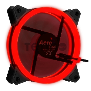 Вентилятор Aerocool REV Red , 120x120x25мм, цвет светодиодов : красный, подсветка в виде двойного кольца, 3+4-Pin, 1200 об/мин, 41,3 CFM, 15,1 дБА