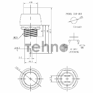Выключатель-кнопка  250V 1А (2с) ON-OFF  зеленая  Micro  REXANT