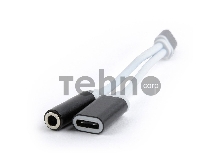 Переходник Cablexpert USB Type-C/Jack3.5 F+ Type-C F, черный, пакет (CCA-UC3.5F-02)