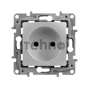 Розетка 2К на винтах, защ. шт., алюминий ETIKA 