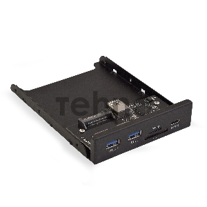 Планка USB на переднюю панель ExeGate U3H-621, 3,5, 2*USB3.0+1*TypeC+1*SD+TF card, черная, металл, подсоединение к мат. плате
