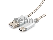 Кабель USB 2.0 Cablexpert CC-G-USBC02S-1M, AM/Type-C, серия Gold, длина 1м, серебро, блистер