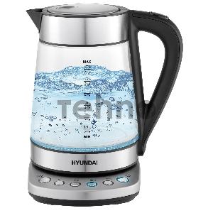 Чайник электрический Hyundai HYK-G3026 1.7л. 2200Вт серебристый/черный (корпус: стекло)