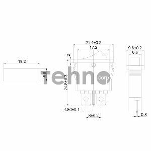 Выключатель клавишный 250V 6А (2с) ON-OFF красный  Mini  REXANT