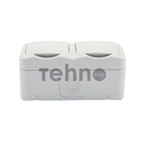 Блок из 2 розеток горизонтальный KRANZ Mini OG открытой установки с заземлением, IP54 белый