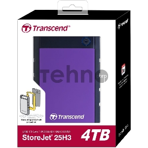 Внешний жесткий диск 4.0Tb Transcend Portable HDD StoreJet 2.5 (TS4TSJ25H3P) USB3.0 Durable anti-shoc