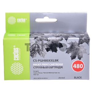 Картридж струйный Cactus CS-PGI480XXLBK черный (24.4мл) для Canon Pixma TR7540/TR8540/TS6140/TS8140