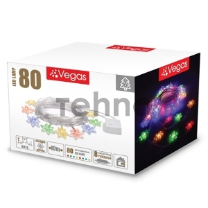 Гирлянда электрическая VEGAS 55084 Цветочки, 80 разноцветных LED ламп, 10м (в уп. 20 шт)