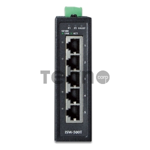 ISW-500T коммутатор для монтажа в DIN рейку IP30 Compact size 5-Port 10/100TX Fast Ethernet Switch (-40~75 degrees C)