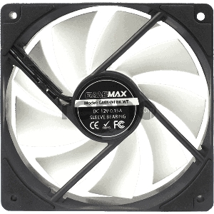 Кулер для корпуса ПК Gamemax GMX-WFBK-WT, 12CM black fan, white blade, 3pin+4Pin connector