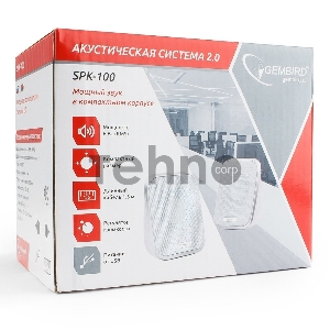 Акустич. система 2.0 Gembird SPK-100-W, белый, 6 Вт, регулятор громкости, USB-питание