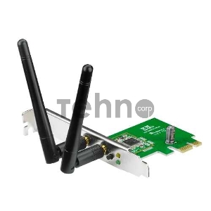 Сетевой адаптер ASUS PCE-N15  WiFi Adapter PCI-E (PCI-Ex1, WLAN 300Mbps, 802.11bgn) 2x ext Antenna