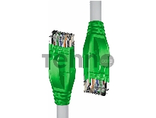 Патч-корд прямой 0.5m UTP кат.5e, серый, зеленые коннекторы, 24 AWG, литой, ethernet high speed 1 Гбит/с, RJ45, T568B