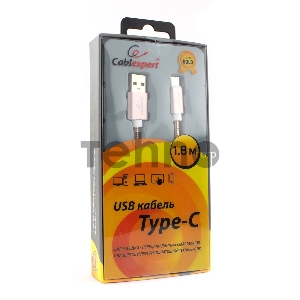 Кабель USB 2.0 Cablexpert CC-G-USBC02Cu-1.8M, AM/Type-C, серия Gold, длина 1.8м, золото, блистер