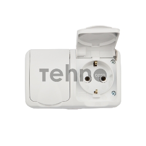 Блок из 2 розеток горизонтальный KRANZ Mini OG открытой установки с заземлением, IP54 белый