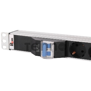 Верт блок розет Rem-16 с авт 16А 10 Shuko 10IEC60320 C19 16A алюм 33-38U 3м