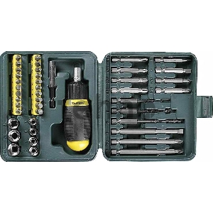 Набор KRAFTOOL Отвертка реверсивная с битами и торцевыми головками и сверлами, 43 предмета 25556-H43