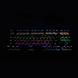 Клавиатура механ Gembird KB-G540L, USB, черн, переключатели Outemu Blue, 87 клавиши, подсветка Rainbow 9 режимов, FN, кабель тканевый 1.8м