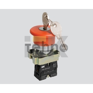 Кнопка LAY5-BS142 Грибок с ключом красн. 1з+1р ИЭК BBG50-LAY5-K04