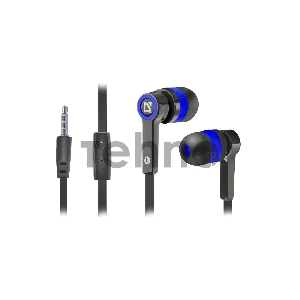 Гарнитура Defender Pulse-420 Black/blue 4-пин 3,5 мм jack, кабель-1,2м