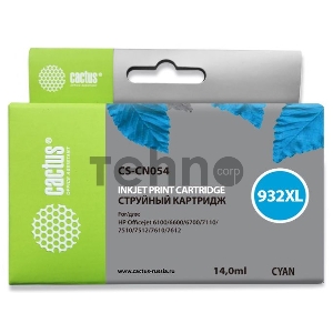 Картридж струйный Cactus CS-CN054 голубой для №933 HP OfficeJet 6600 (14ml)